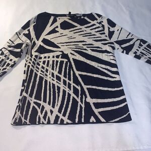 women's Lafayette 148 new york  XS Strips ARE Blue White Lightweigh sweat shirt